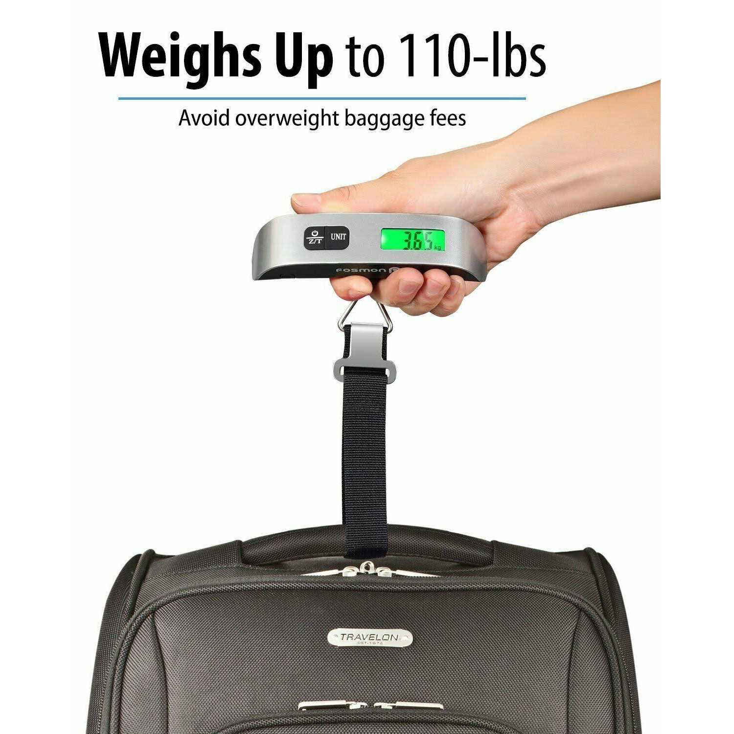 Longang 110 Lbs Digital Hanging Luggage Scale with Backlit for Travel, Rubber Paint Handle and Battery Included - Image 5