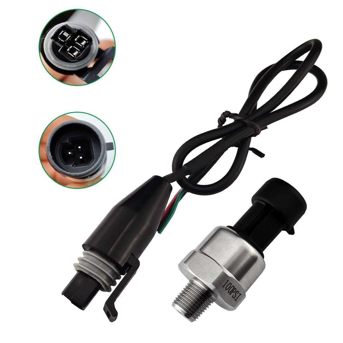 Flylin Pressure Transducer Sender Sensor with Connector 1/8NPT Thread Stainless Steel Fuel Pressure Sensor for Oil Fuel Air Water - Image 2