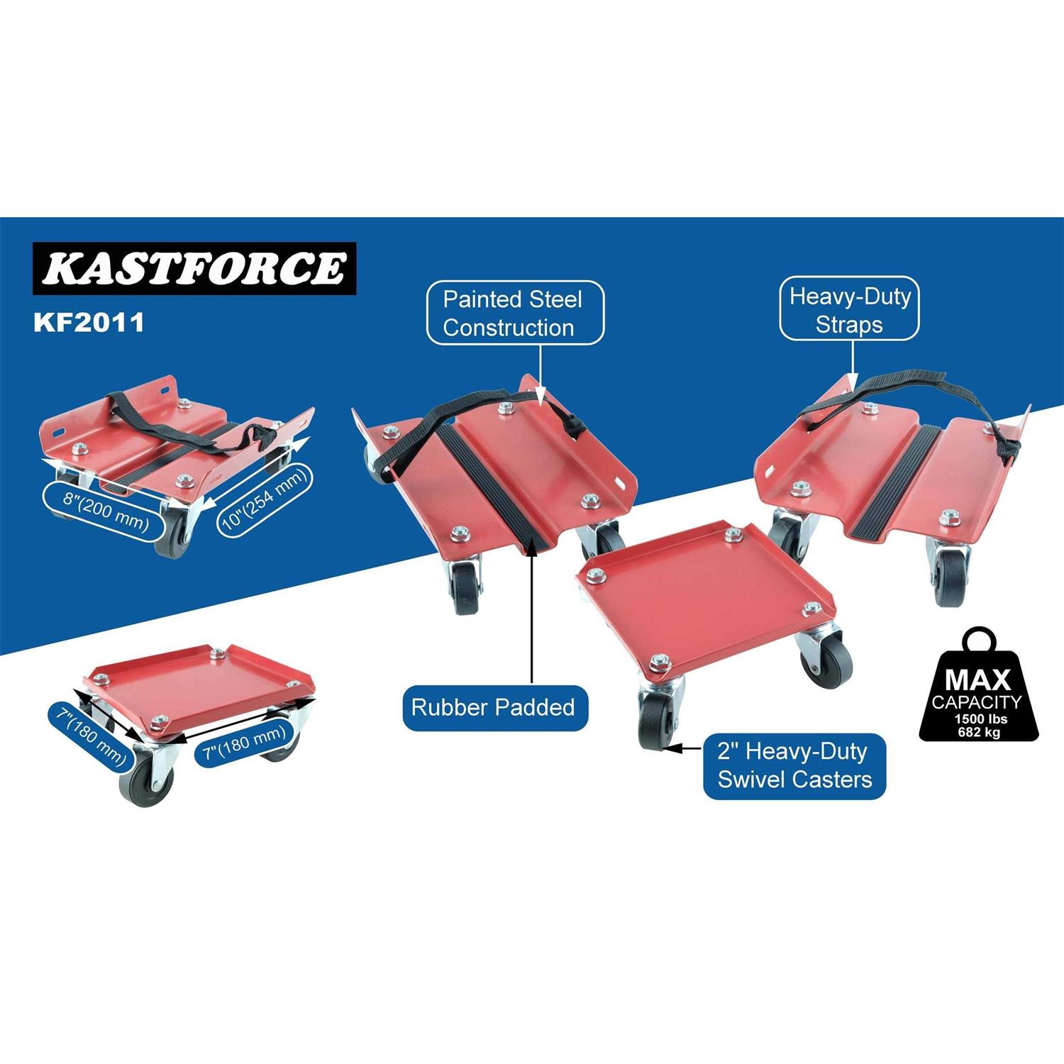 KASTFORCE Snowmobile Dolly Set Max Supporting 1500Lbs with Heavy Duty Straps Firmly Attaching on Skis KF2011 - Image 5
