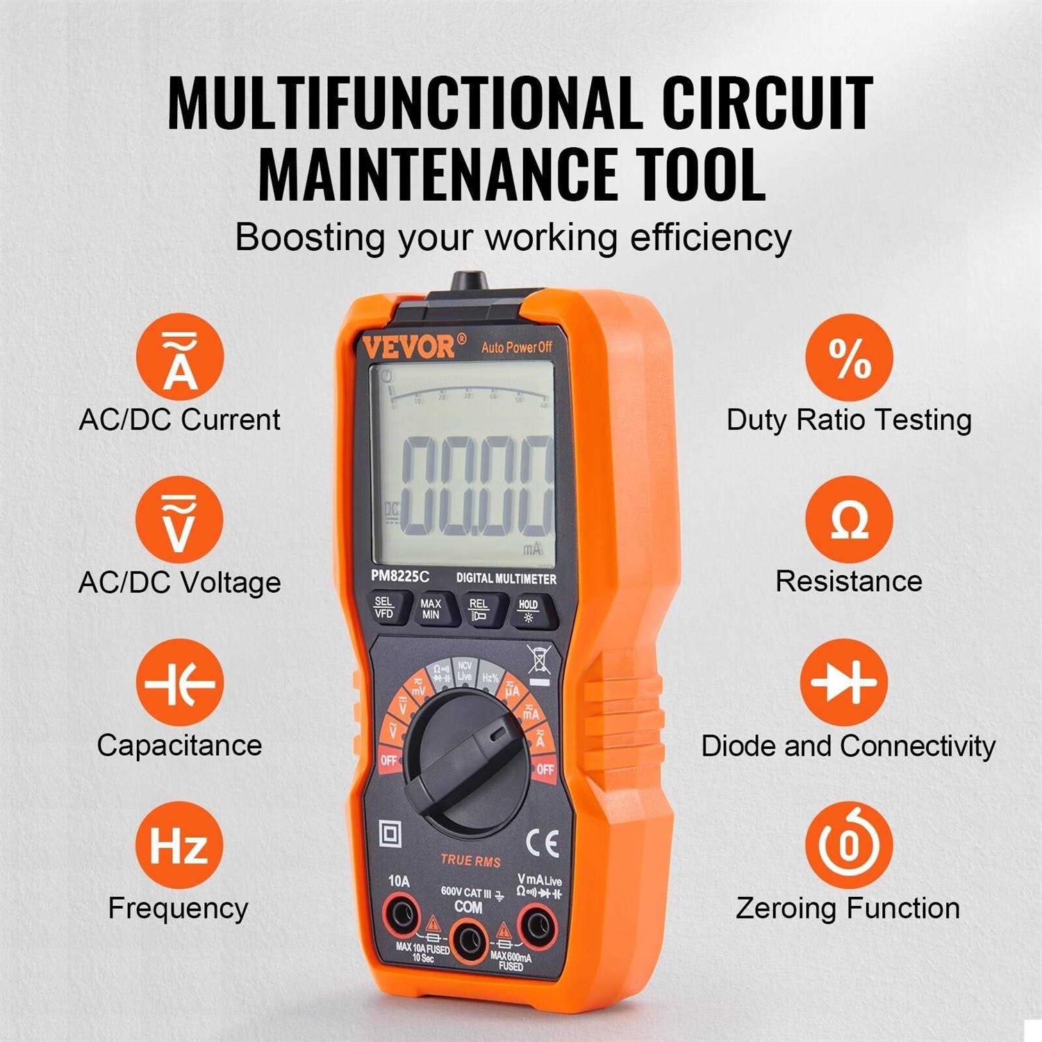 VEVOR Digital Multimeter 6000 Counts Multimeter Tester DC AC Voltmeter NCV - Image 4