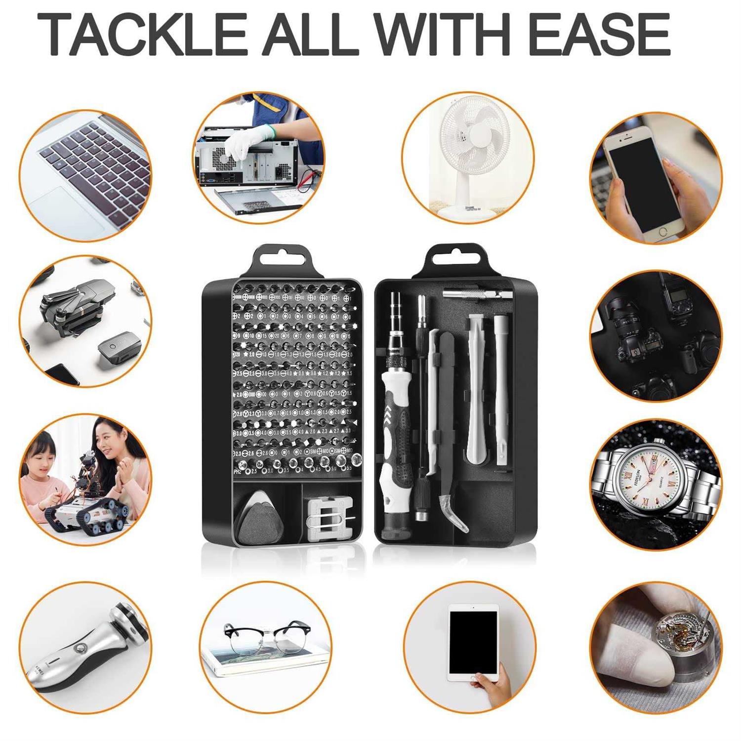 NECAMOCU Precision Screwdriver Set Professional Grade 115 in 1 Magnetic Repair Tool Kit for Electronics - Image 4