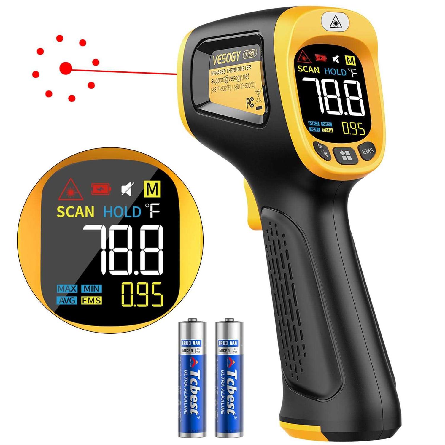 Vesogy Infrared Thermometer Temperature Gun -58°F ~932°F Digital Laser Thermometer Gun for Cooking - Image 4