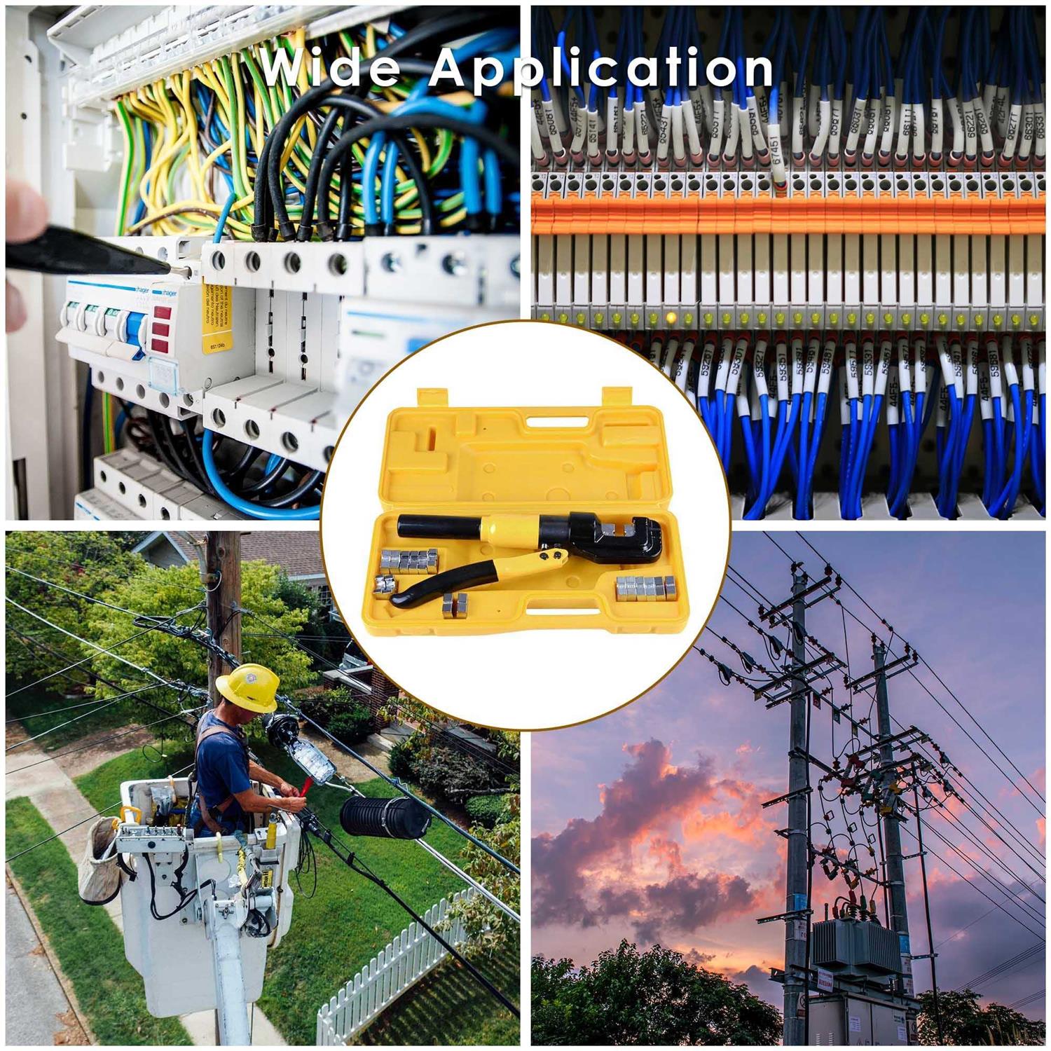 Yescom 10 Ton Hydraulic Wire Battery Cable Lug Terminal Crimper Crimping Tool with 9 Dies - Image 4