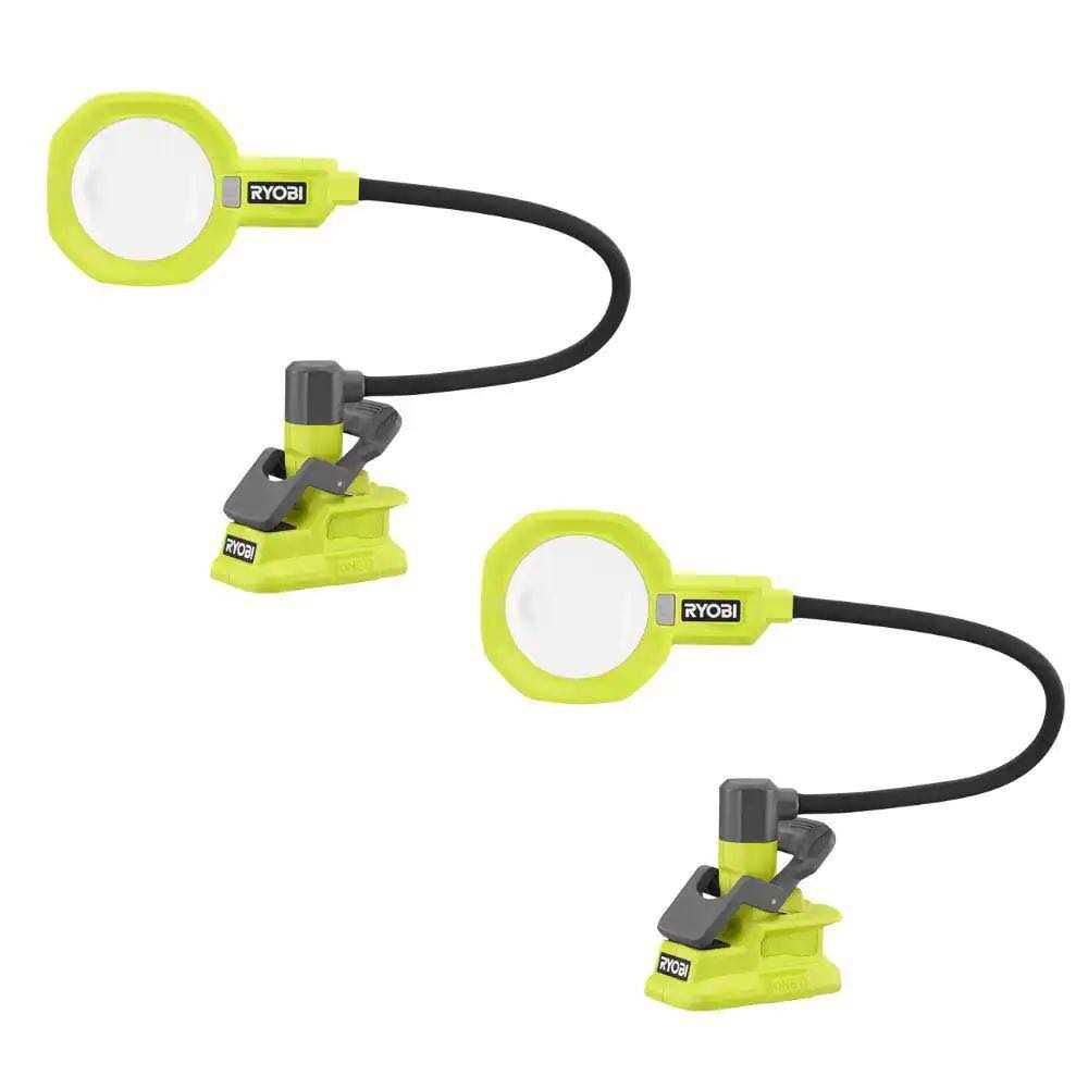 Ryobi ONE+ 18V Cordless LED Magnifying Clamp Light 2-Pack