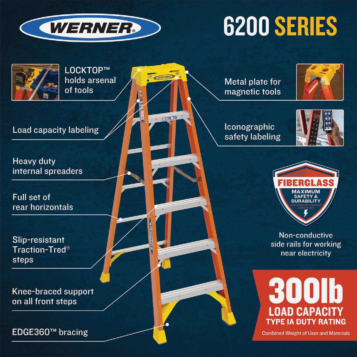 Werner Type IA Fiberglass Step Ladder - Image 5