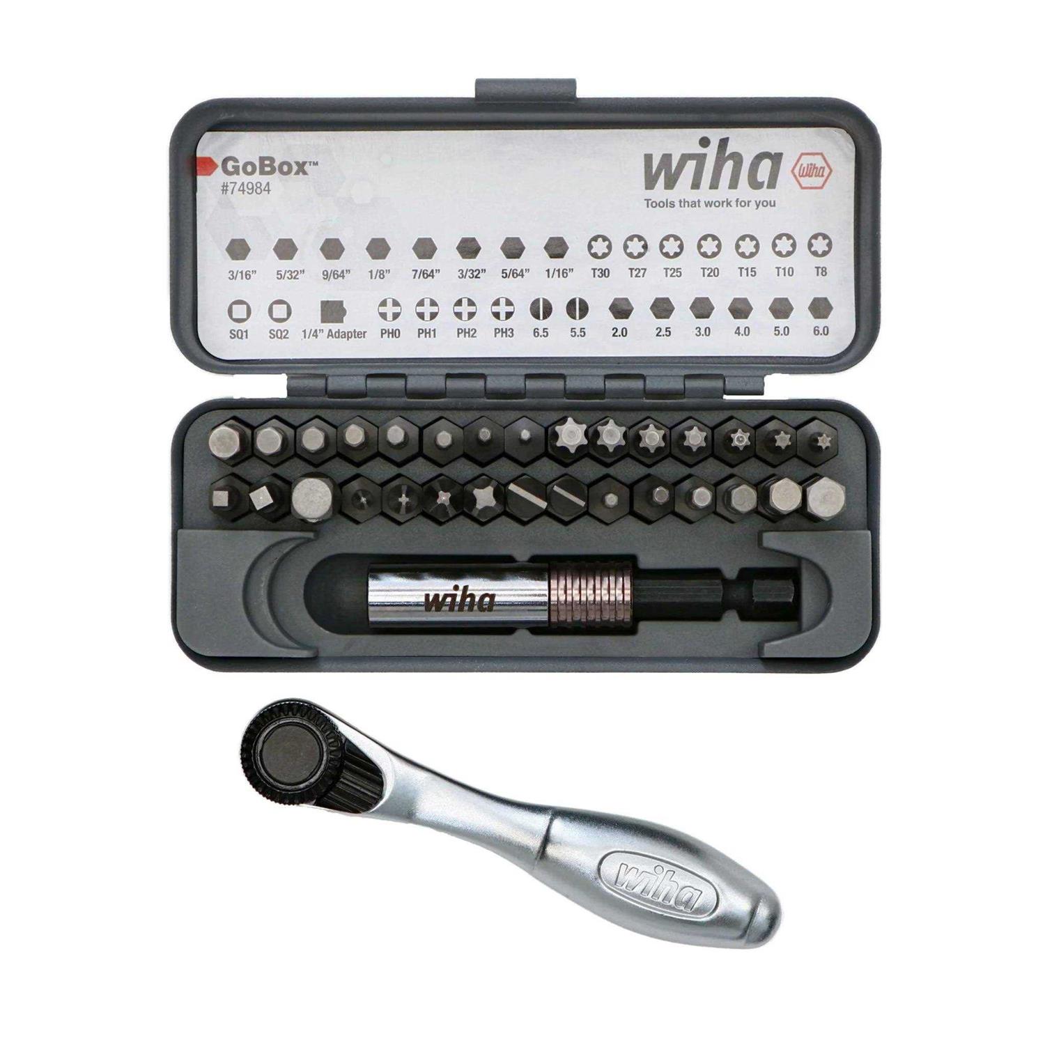 Wiha 32 Piece GoBox Standard Bit Set with Mini Ratchet 74984 - Image 3