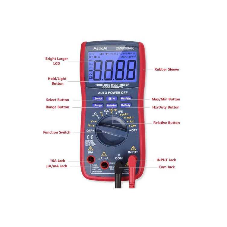 AstroAI Digital Multimeter TRMS 6000 Counts Volt Meter Auto-Ranging Tester - Image 3
