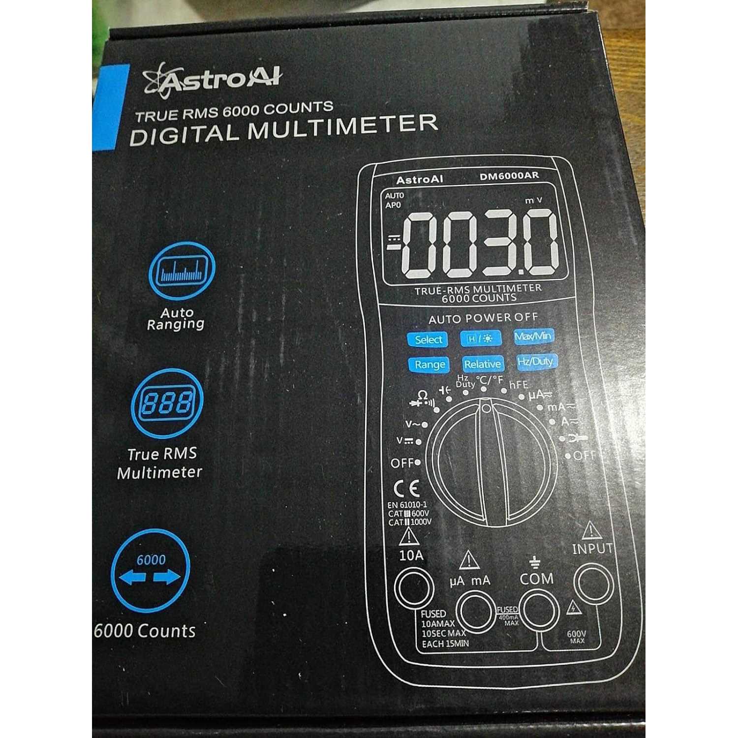 AstroAI Digital Multimeter TRMS 6000 Counts Volt Meter Auto-Ranging Tester - Image 3