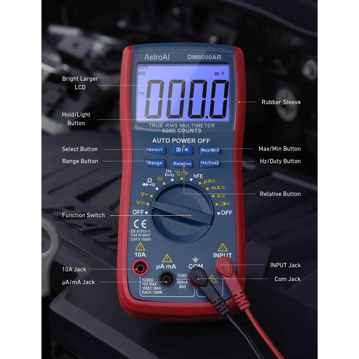 AstroAI Digital Multimeter TRMS 6000 Counts Volt Meter Auto-Ranging Tester - Image 5