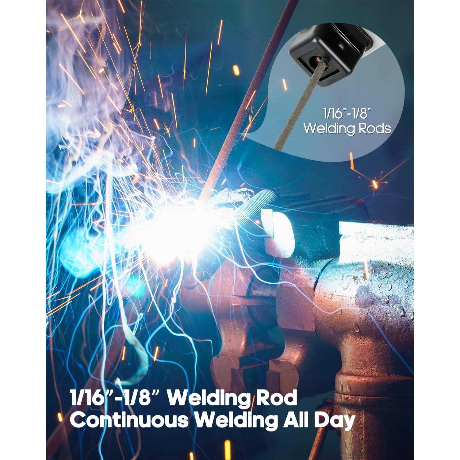 Welding Machine Handheld 110V Portable Arc Welder Hand Held Welder 6 Variable Current Adjustment for 1/16-1/8 All Size Rod 10 x Welding Rods - Image 2