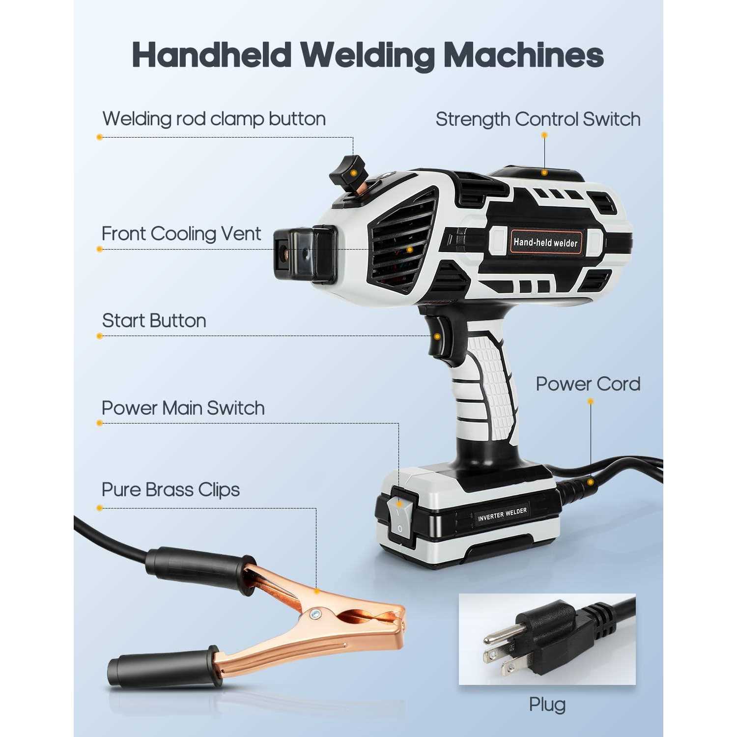 Welding Machine Handheld 110V Portable Arc Welder Hand Held Welder 6 Variable Current Adjustment for 1/16-1/8 All Size Rod 10 x Welding Rods - Image 5