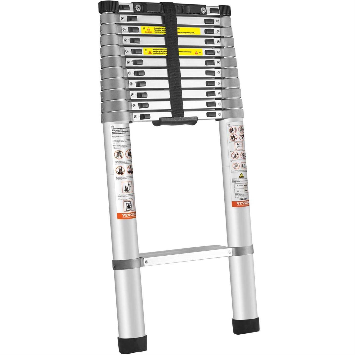 VEVOR Telescoping Ladder Aluminum One-button Retraction Collapsible Extension Ladder - Image 4