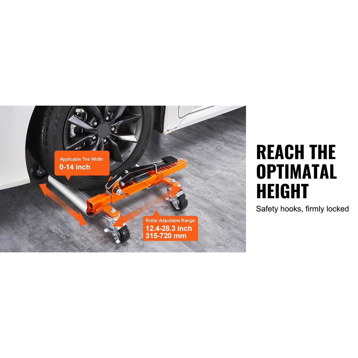 VEVOR Wheel Dolly 1 Piece Wheel Dolly Car Skate Heavy Duty Vehicle Positioning with Ratcheting Foot Pedal - Image 4