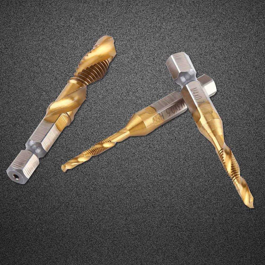 6pcs Combination Drill and Tap Set Metric Thread M3-M10 Screw Tapping Tool 1/4 Hex Shank Plated HSS - Image 5
