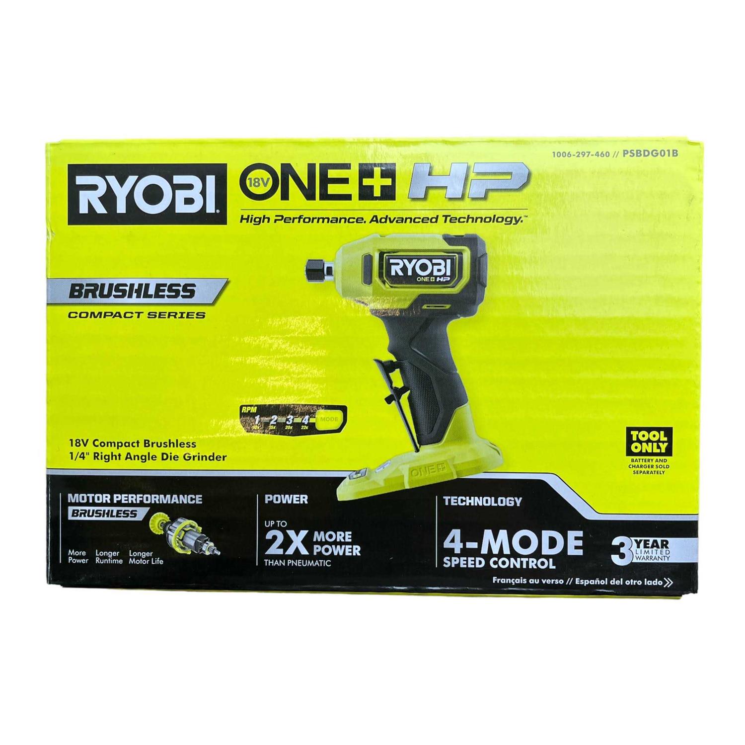 RYOBI ONE+ HP 18V Brushless Cordless Compact 1/4 in. Right Angle Die Grinder