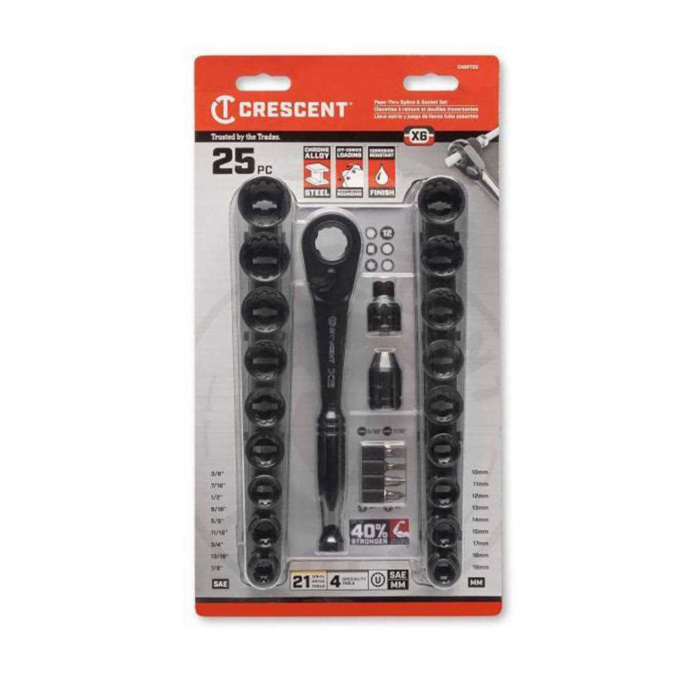 Crescent 25 Pc 3/8 Drive Pass-Thru X6 Standard Spline Mechanics Tool Set CX6PT25 - Image 3