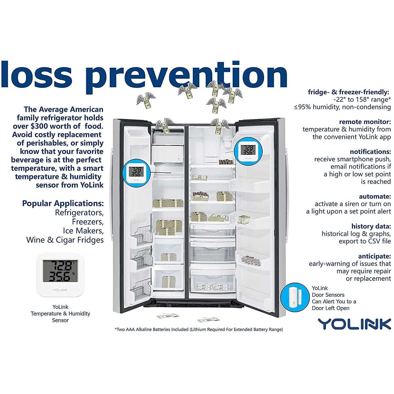 YoLink Smart Wireless Temperature & Humidity Sensor Wide Temp Range for Freezer - Image 4