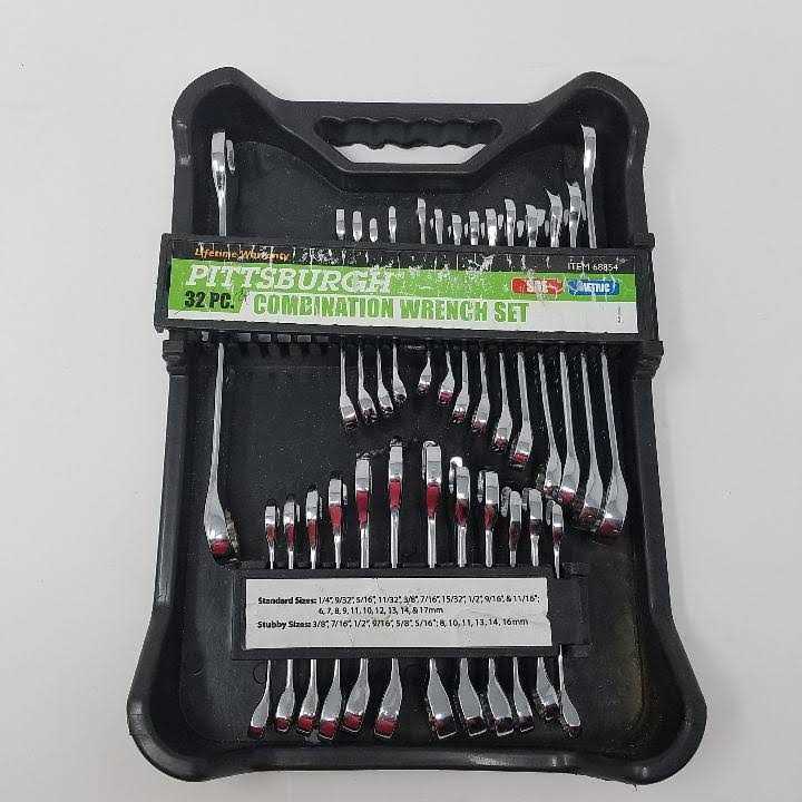 Pittsburgh Fully Polished SAE and Metric Combination Wrench Set - Image 3