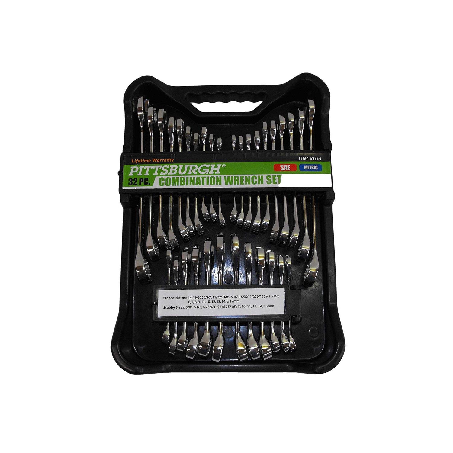 Pittsburgh Fully Polished SAE and Metric Combination Wrench Set - Image 5