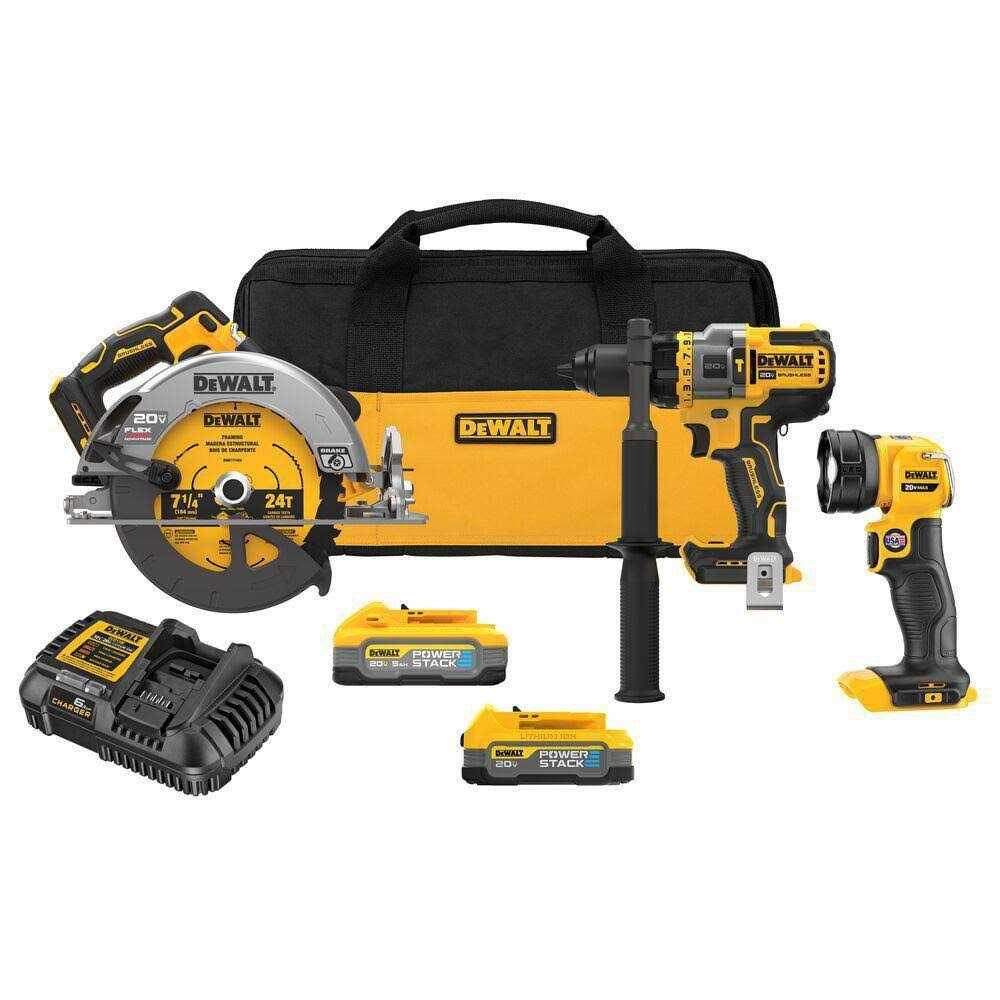 Dewalt 20V MAX Lithium-Ion Cordless 3-Tool Combo Kit with 5.0 Ah Battery and 1.7 Ah Battery