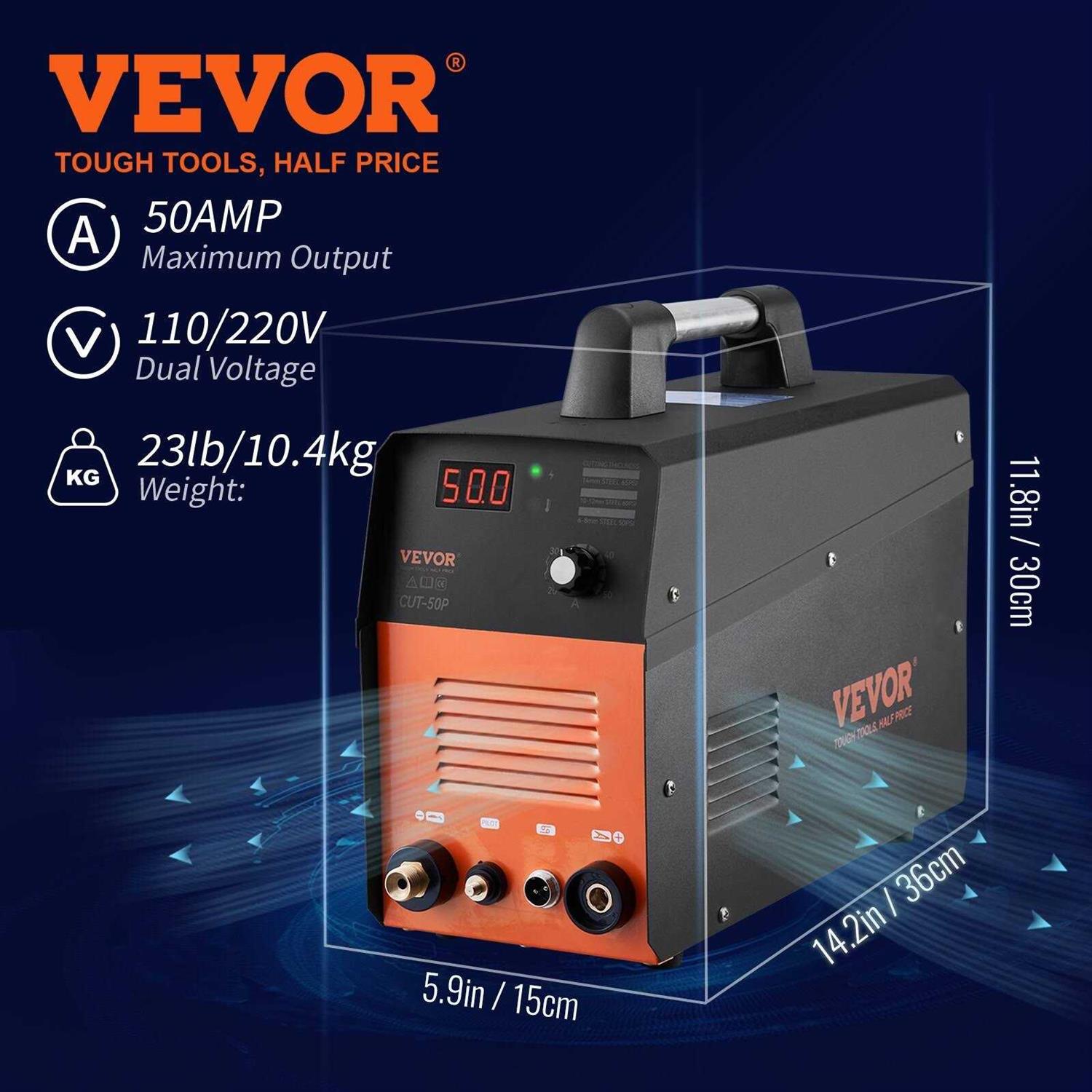 VEVOR Plasma Cutter 50Amp Non-Touch Pilot Arc Air Cutting Machine with Torch - Image 4