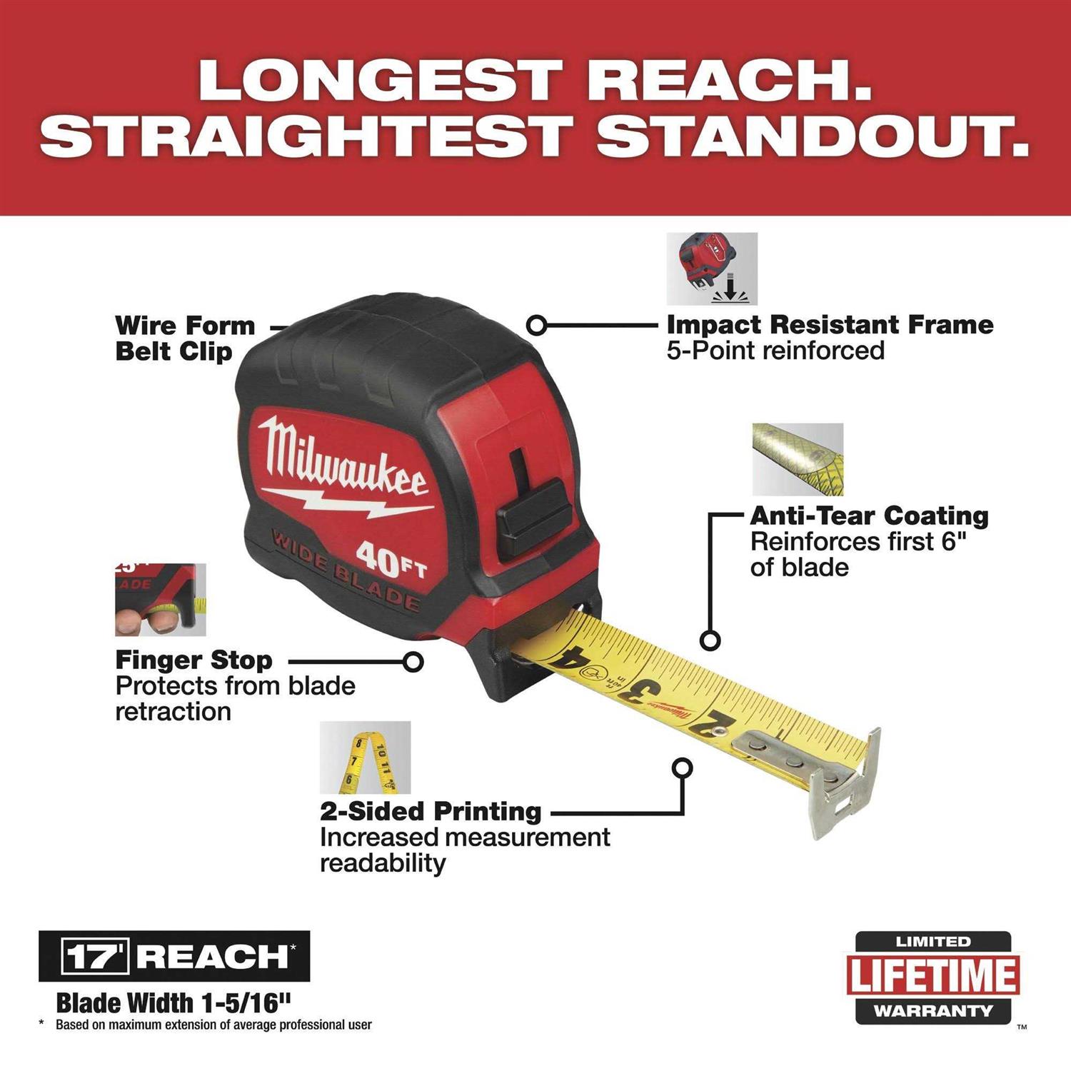 48-22-0240 Milwaukee 40' Wide Blade Tape Measure - Image 4