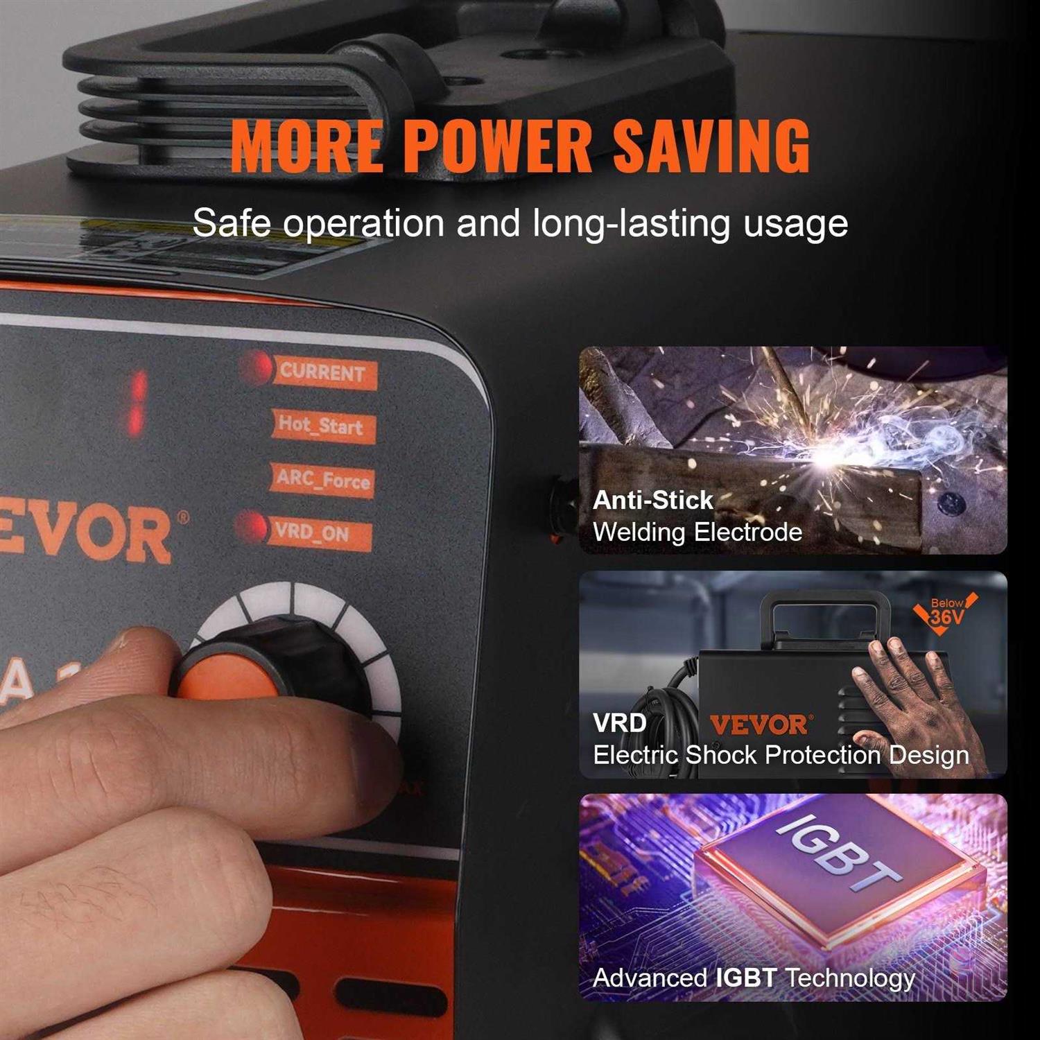 VEVOR Stick Welder 200Amp Stick & Plastic Arc Welder Machine 110/220V Hot Stapler with Hot Start Arc Force Anti-Stick - Image 4