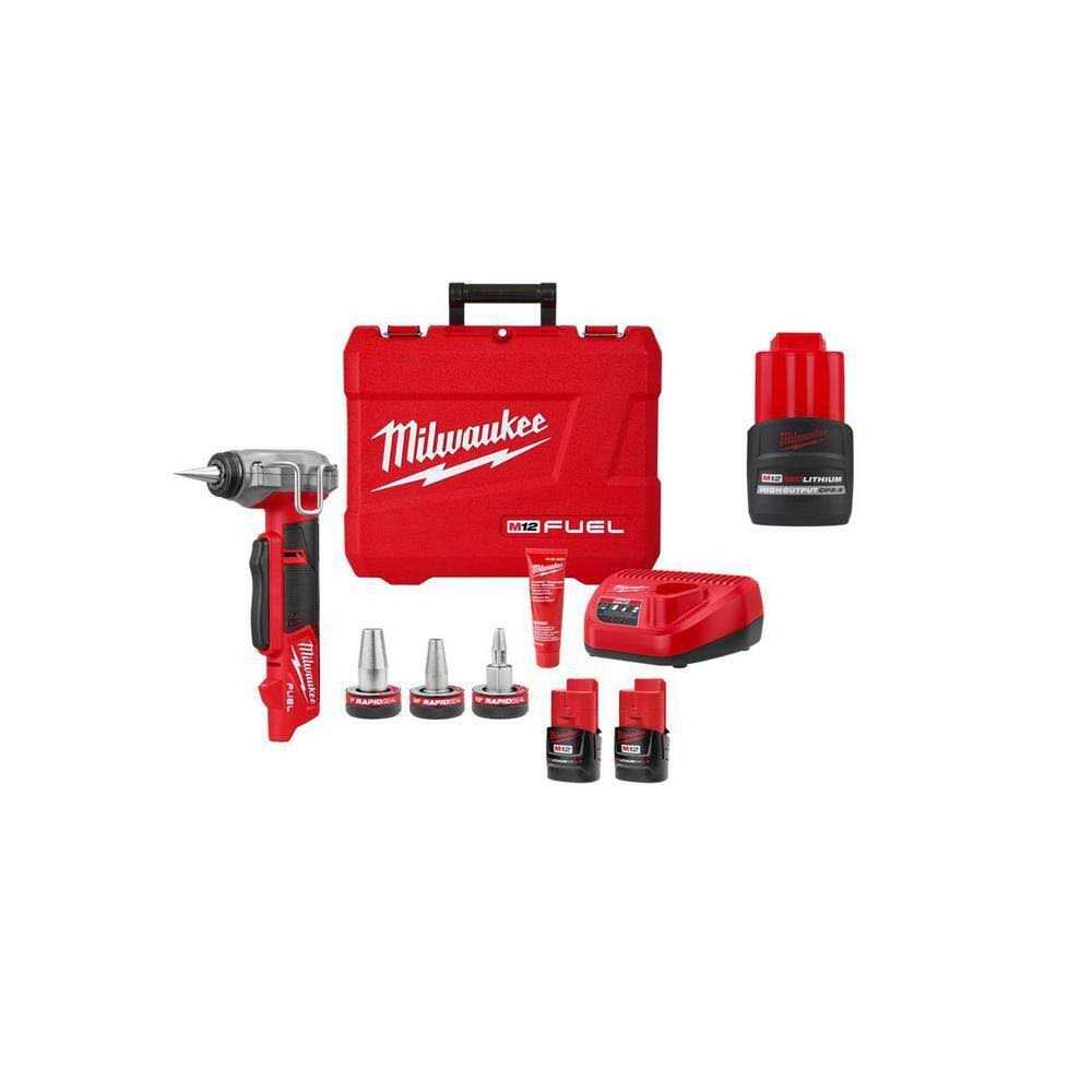 Milwaukee M12 FUEL ProPEX Expansion Tool Kit with 1/2 in.-1 in. RAPID SEAL ProPEX Expansion Heads & M12 High Output 2.5 Ah Battery