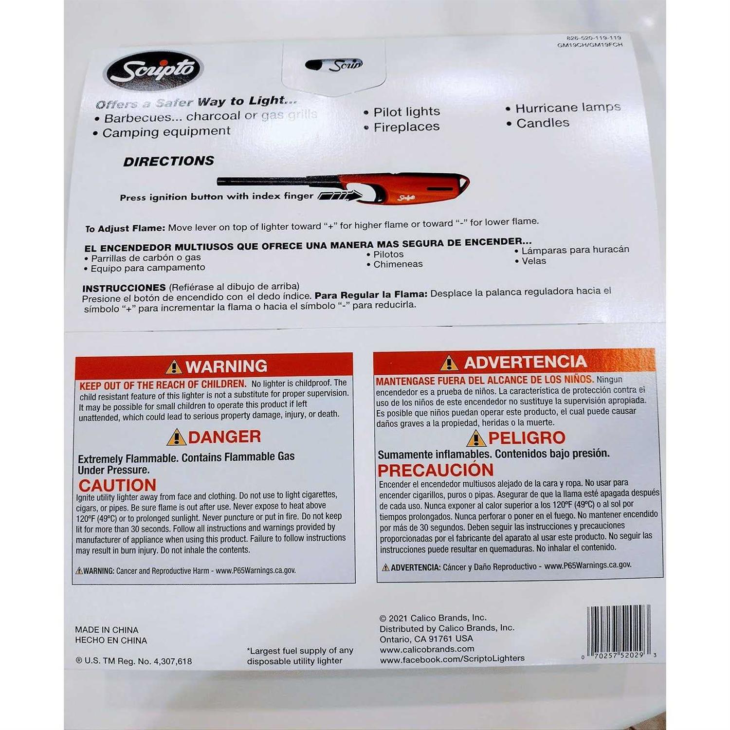 4 Pack Scripto Multi-Purpose Lighter BBQ Barbecue Camping Durable Lighters - Image 3