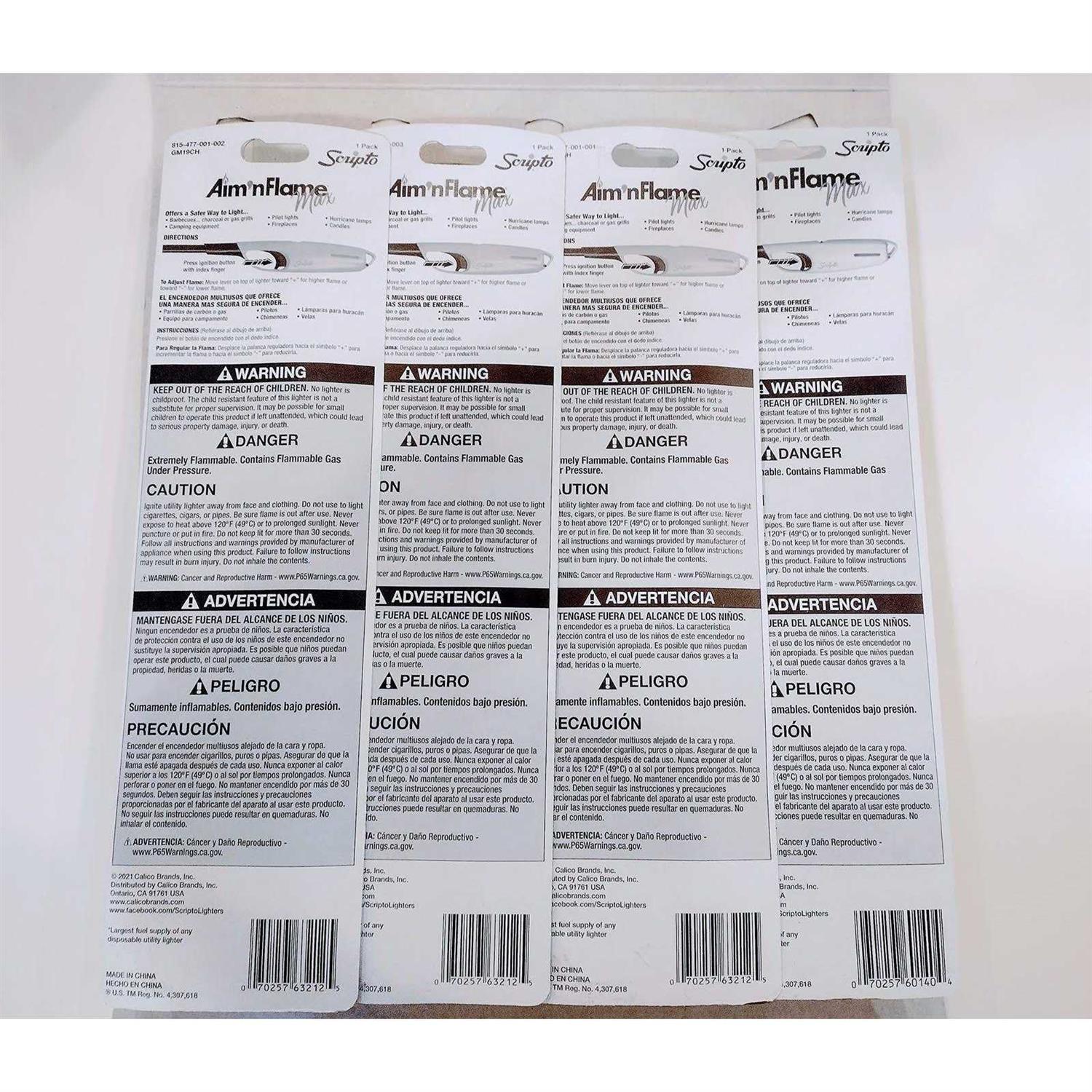 4 Pack Scripto Multi-Purpose Lighter BBQ Barbecue Camping Durable Lighters - Image 4