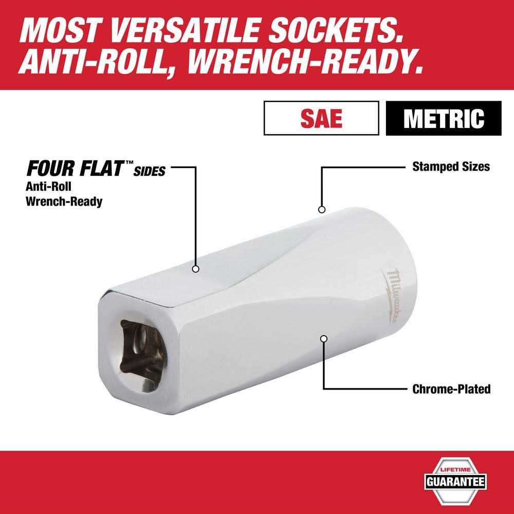 Milwaukee 1/4 in. and 3/8 in. and 1/2 in. Drive SAE/Metric Ratchet and Socket Mechanics Tool Set - Image 5