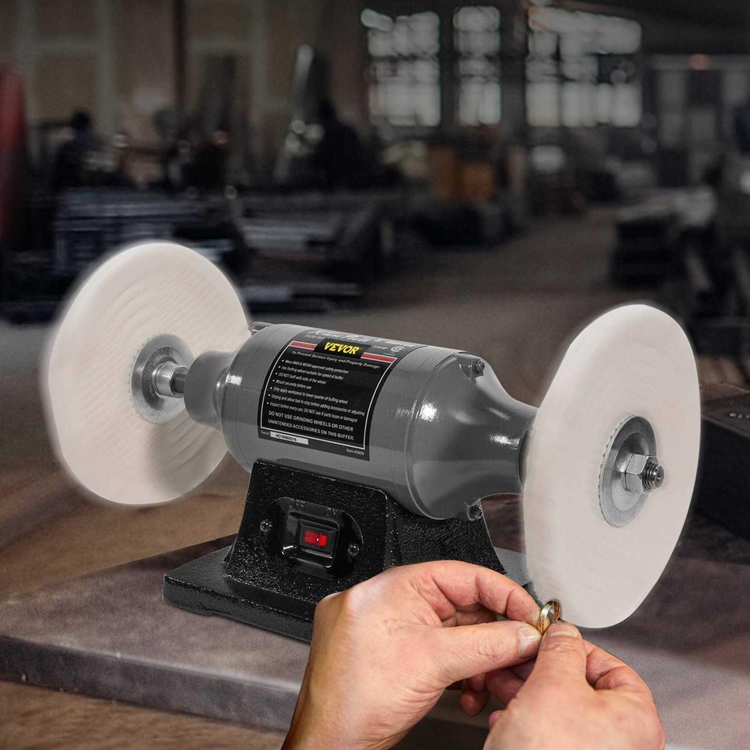 VEVOR Bench Buffer Polisher 8 inch Buffing Machine 370W Motor with 3600 RPM - Image 5