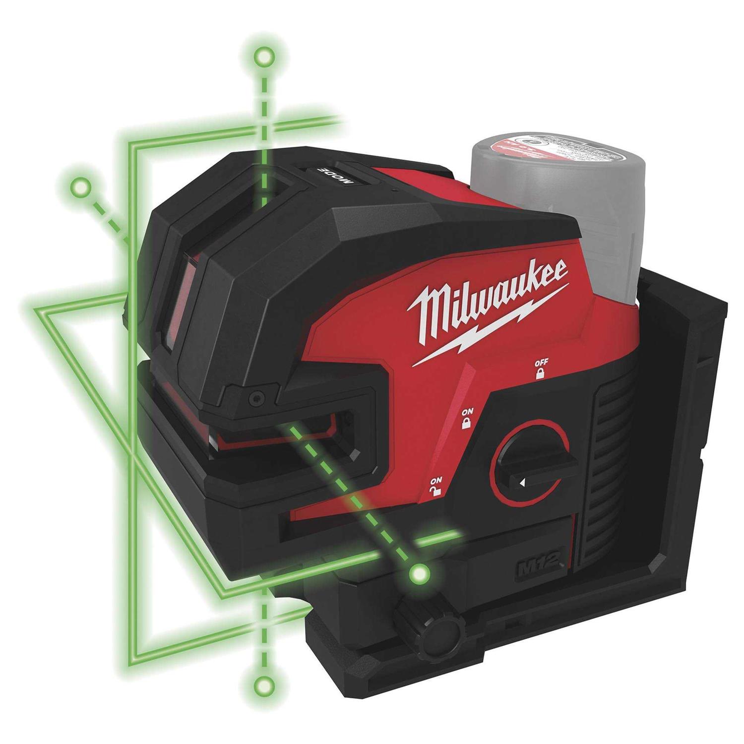 Milwaukee M12 Green Cross Line & 4 Points Laser 3624