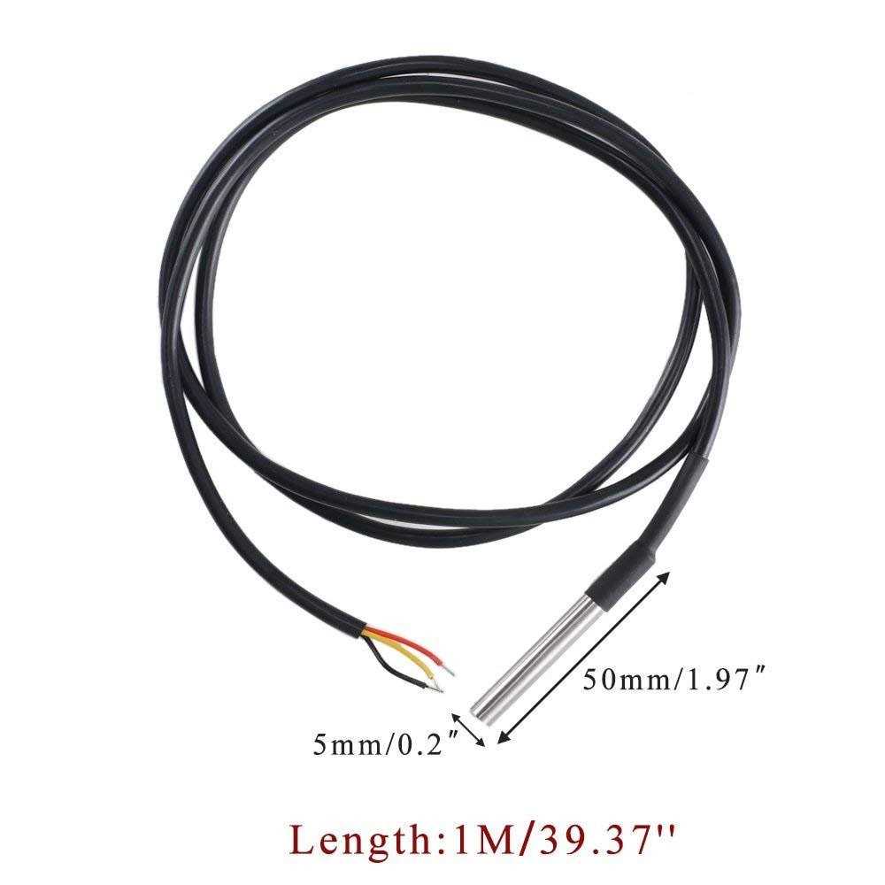HiLetgo 5pcs Ds18b20 Temperature Sensor Temperature Probe Stainless Steel Package Waterproof 1m - Image 3