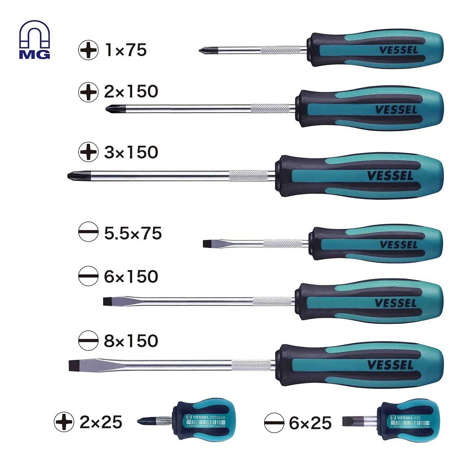 Vessel 9008EVA Megadora Jawsfit Screwdriver 8Pc. Set - Image 5