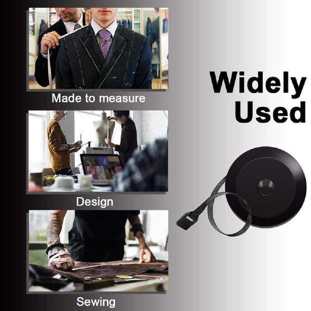 GDMINLO Soft Tape Measure Retractable Measuring for Body Fabric Sewing Tailor Cloth Knitting Craft Weight Loss Measurements Retractable Black Dual - Image 5