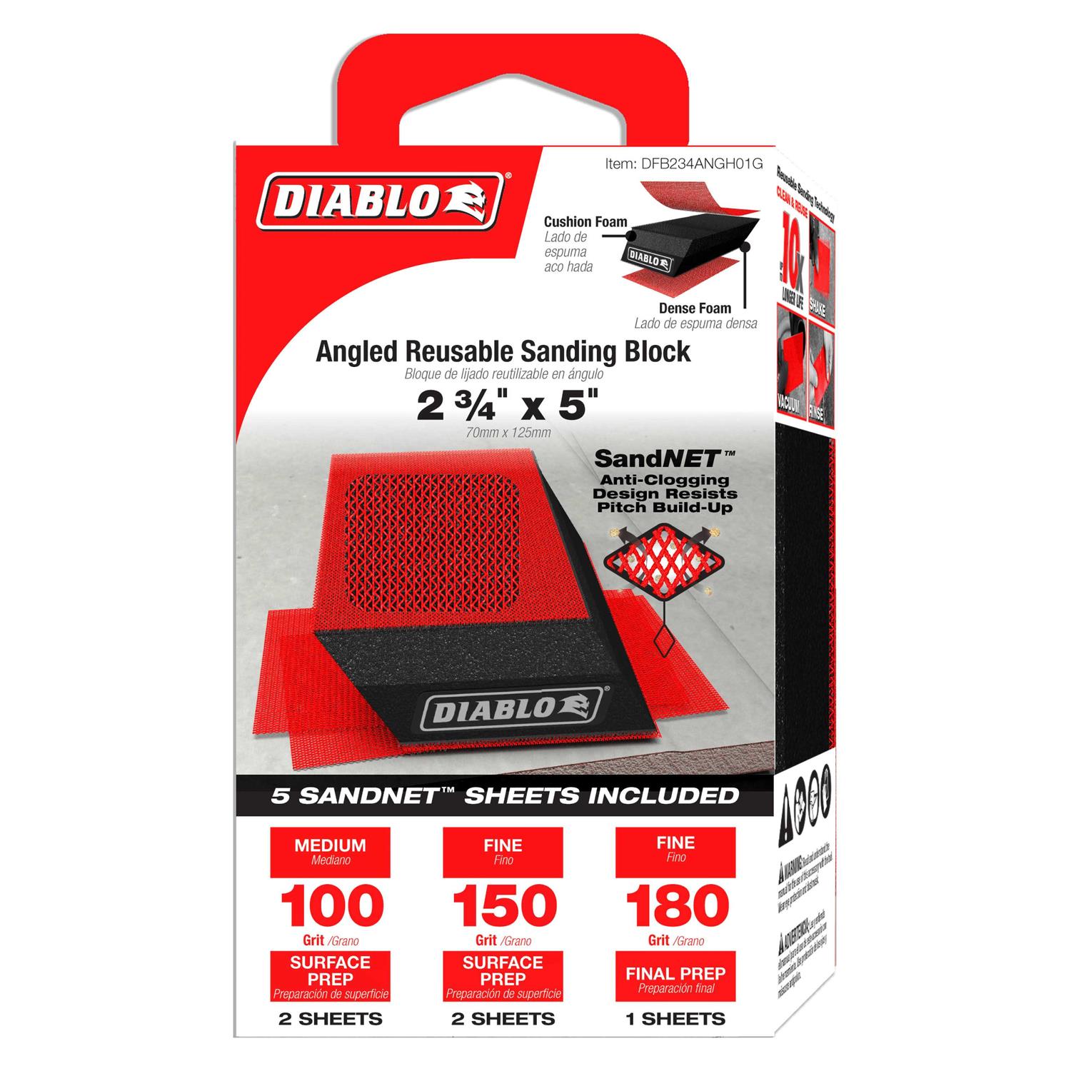 Diablo 2-3/4 in. x 5 in. Reusable Angled Hand Sanding Block DFB234ANGH01G - Image 2