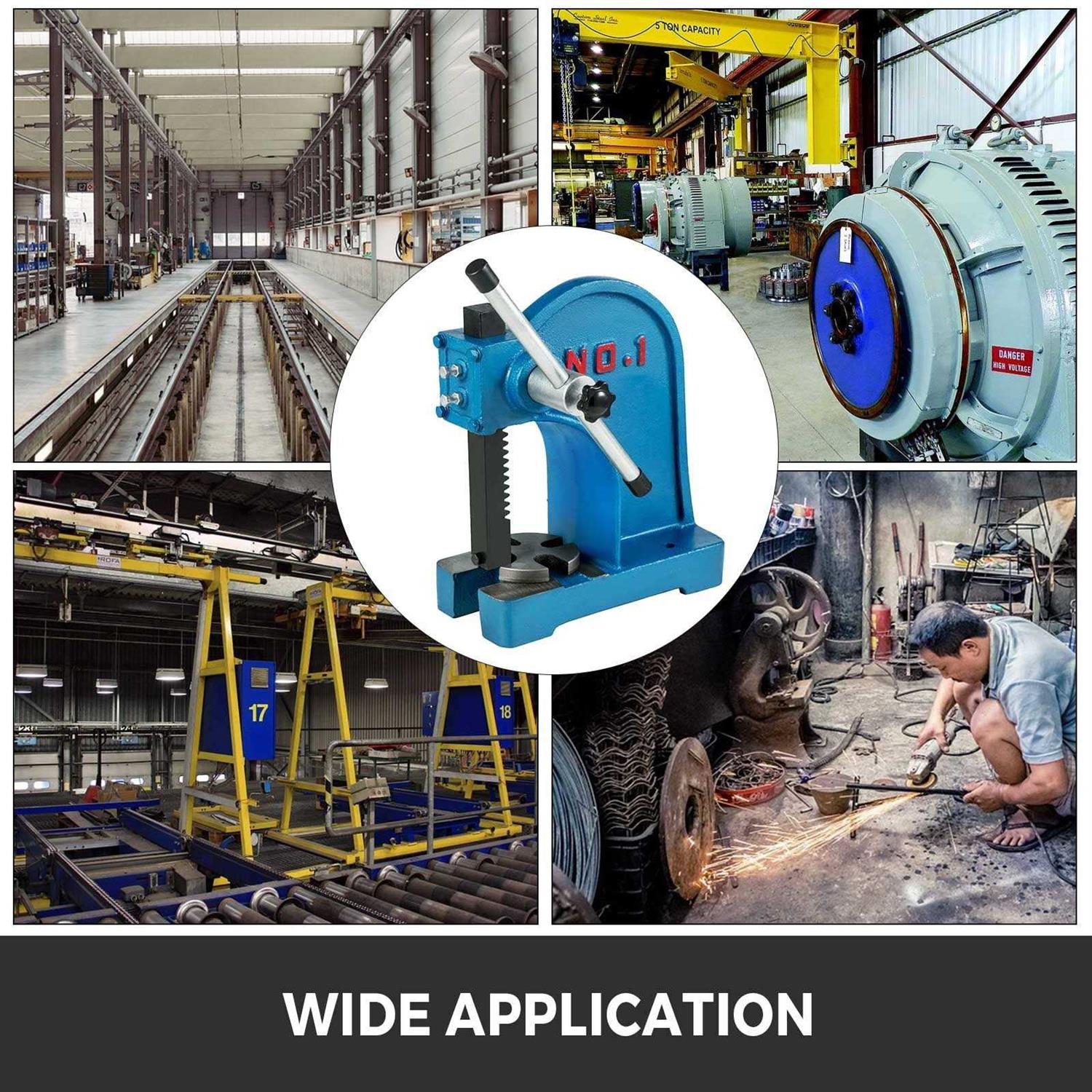 VEVOR Manual Arbor Press 1 Ton Heavy Duty Arbor Press with 4-5/8 Inch Maximum Height Manual Desktop Arbor Press Cast Iron Material for Riveting - Image 3