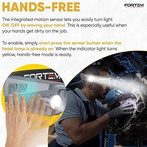 Fortem Headlamp Rechargeable 230° Wide Beam LED Head Lamp W/MOTION Sensor - Image 2