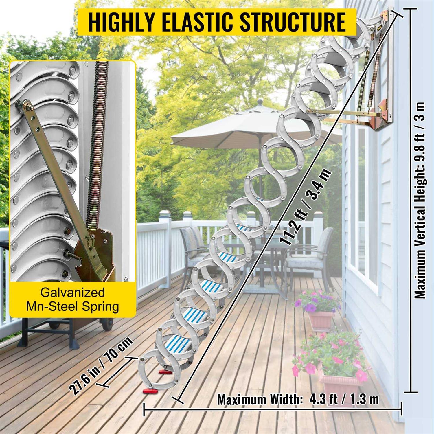 VEVOR Attic Steps Pull Down 12 Steps Attic Stairs Alloy Attic Access Ladder - Image 4