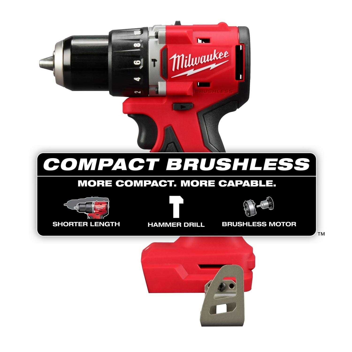 Milwaukee 3602-20 M18 Compact Brushless 1/2 Hammer Drill/Driver - Image 4