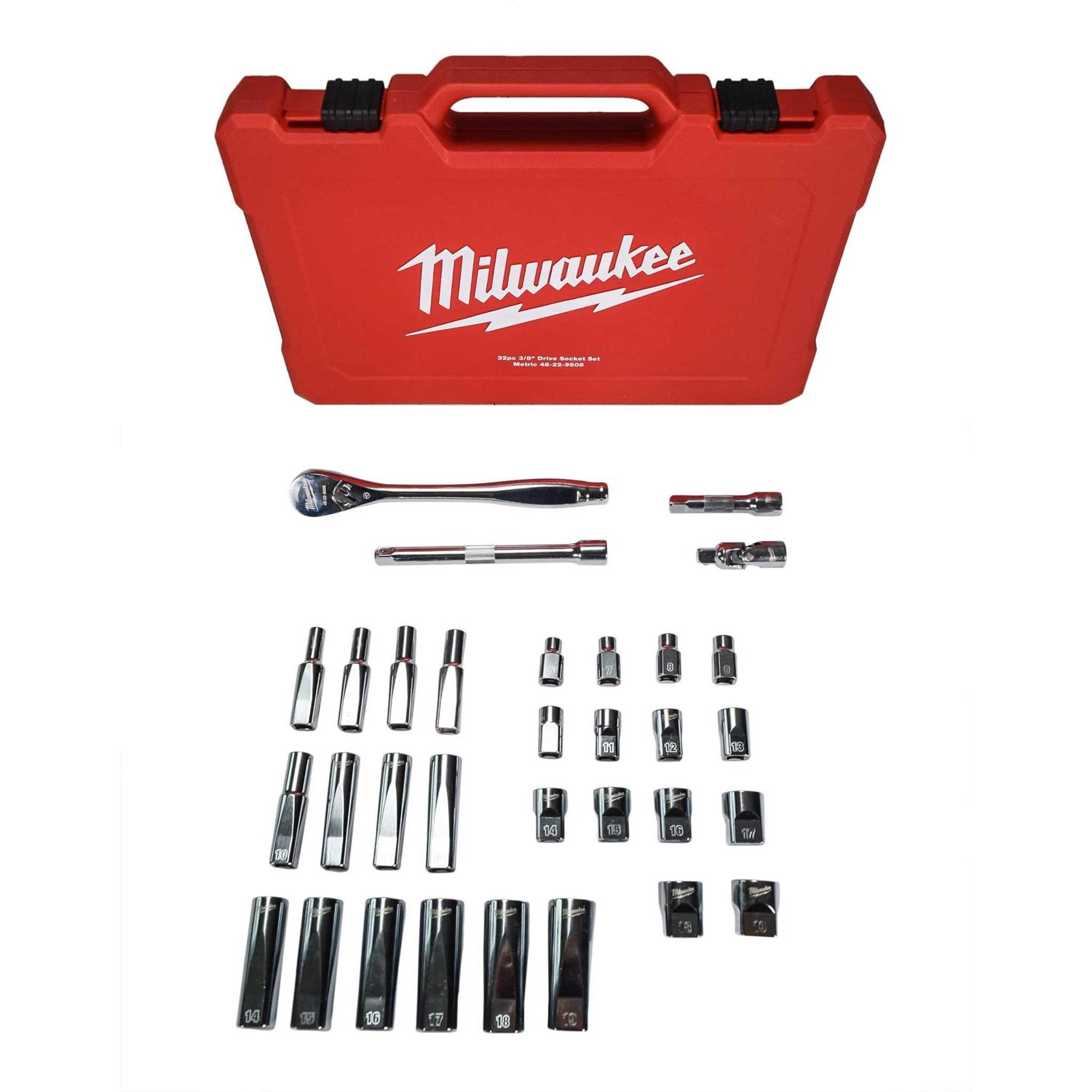 Milwaukee 3/8 Drive 32pc Ratchet & Socket Set 48-22-9508 - Image 2