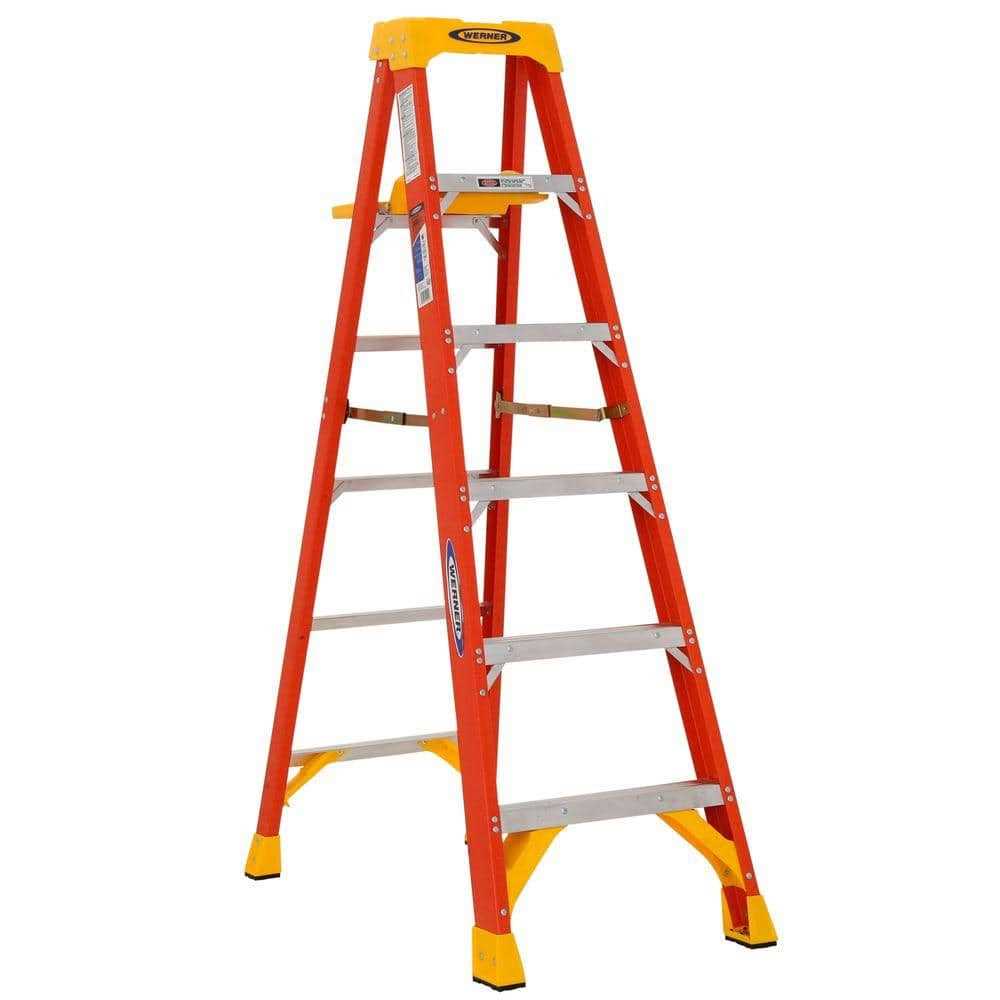Werner 6206S 6 ft Type IA Fiberglass Step Ladder with shelf