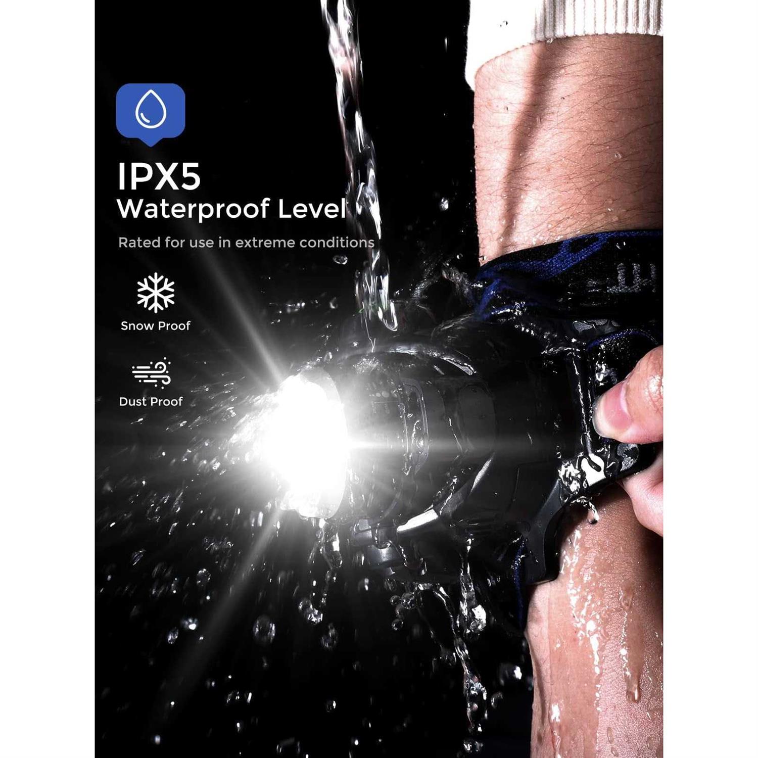 Rechargeable Headlamp,1500 Lumen High Bright Zoom LED Head Lamp,Large Battery-Powered Waterproof Headband Lamp with 4 Modes and Adjustable Headband - Image 5