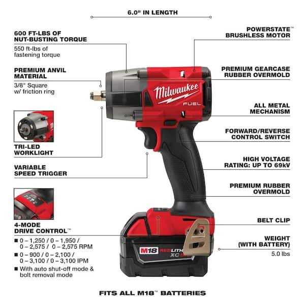 Milwaukee M18 FUEL Mid-Torque Impact Wrench Kit - Image 2