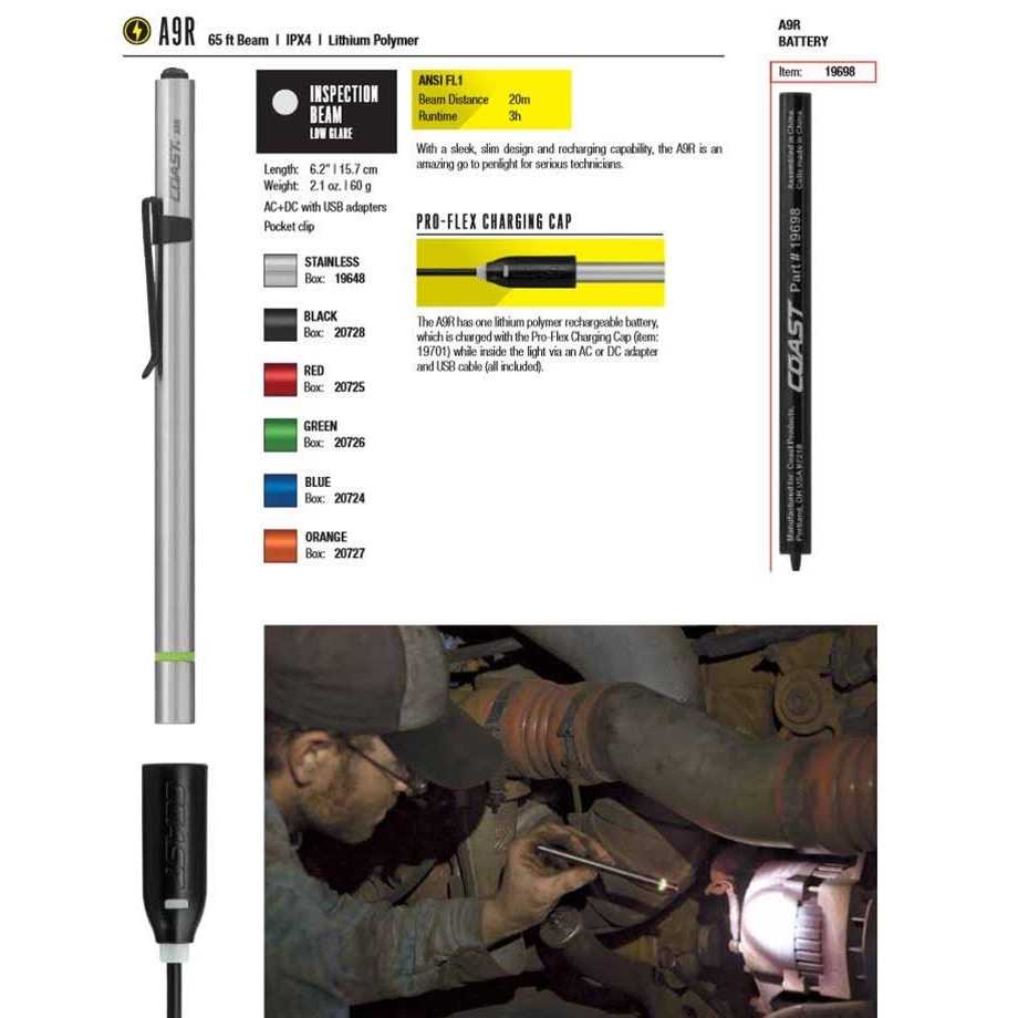 Coast A9R Rechargeable Inspection Penlight 19648 - Image 2