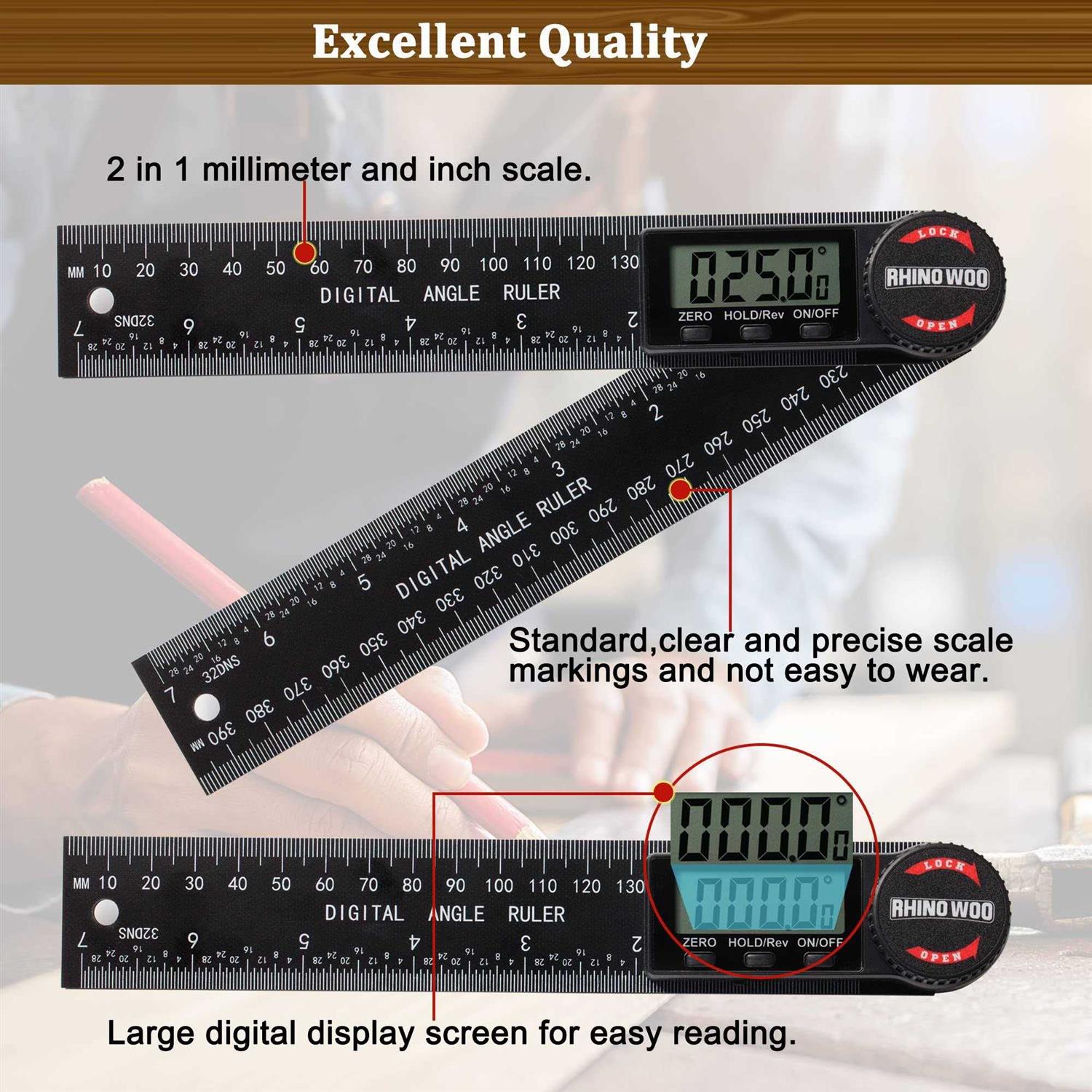 Tbvhomm Digital Angle Finder Protractor Angle Finder Ruler with 7inch/200mm - Image 3