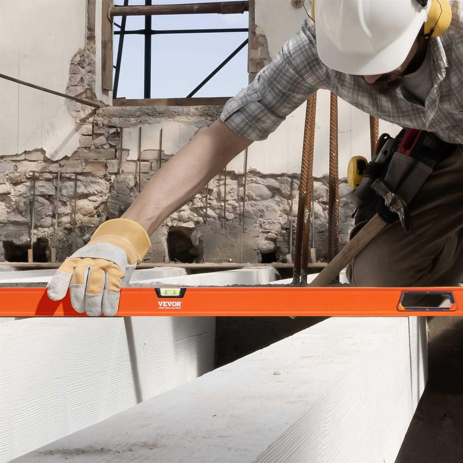 VEVOR Magnetic Torpedo Level 78/48/32/24/16/10 in Mechanical Level Set Bubble Vials Ruler for 45/90/180 Degree - Image 3