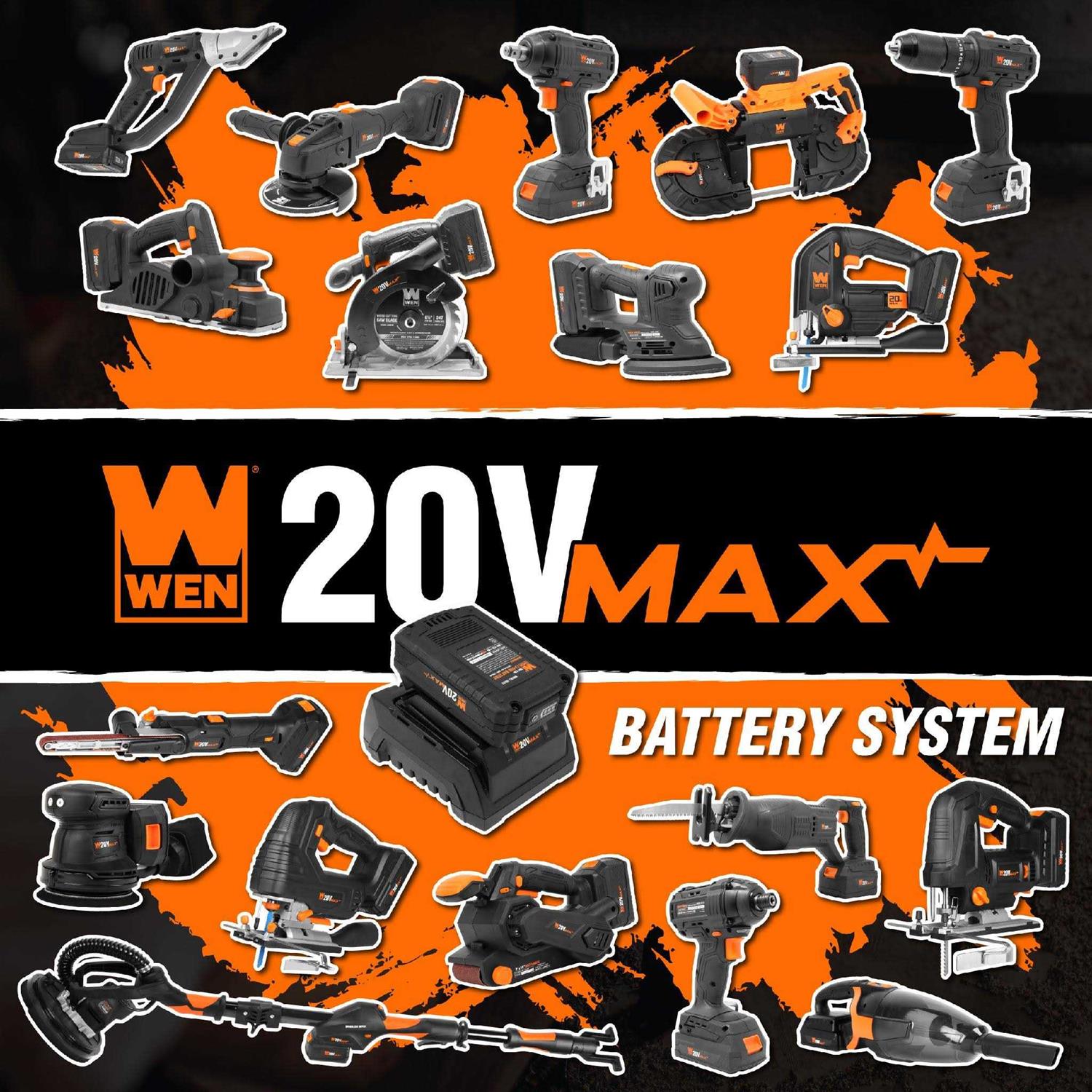 WEN Cordless Plate and Biscuit Joiner Kit with 20V Max 4.0Ah Battery and Charger - Image 3