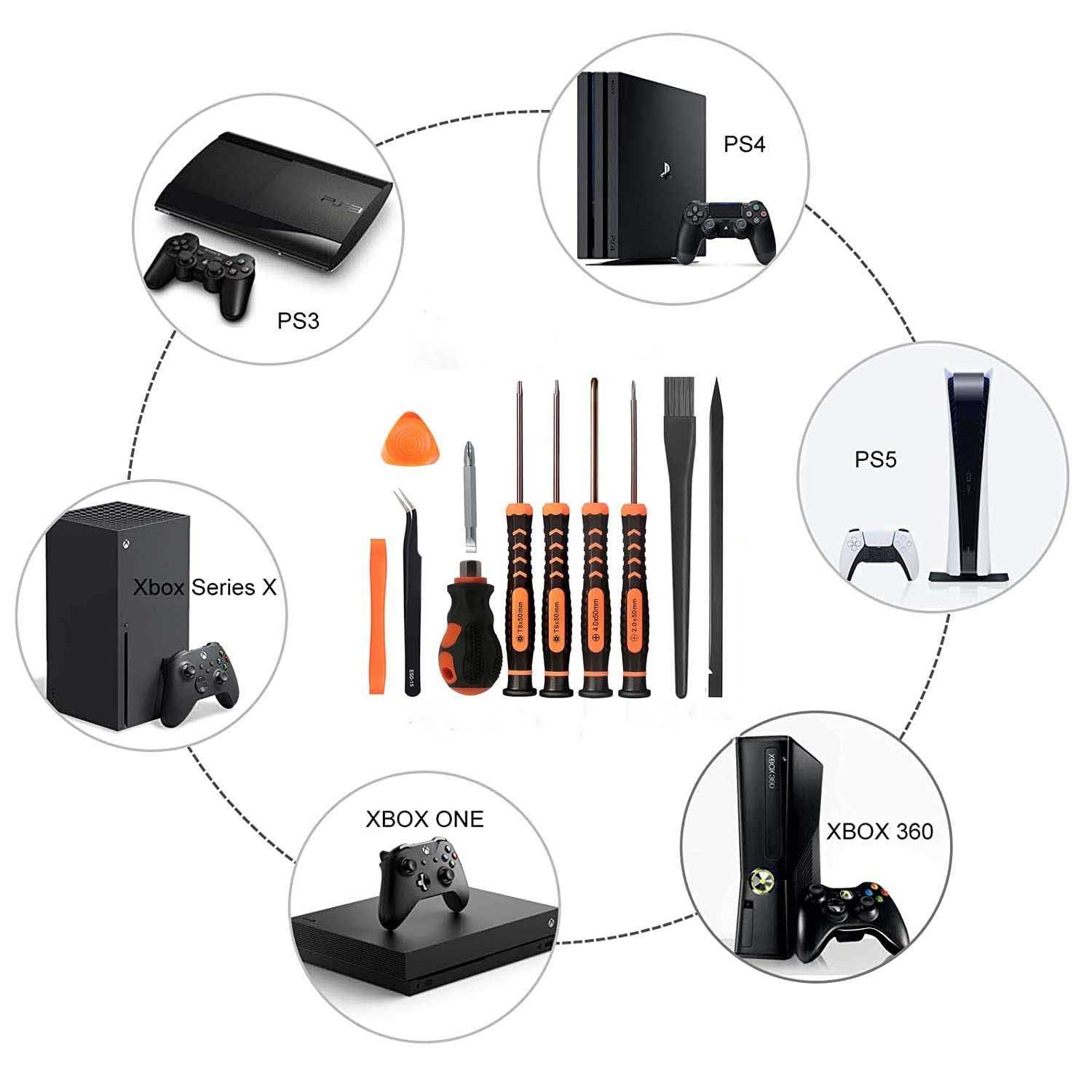 Cleaning Repair Tool kit for PS5 PS4 PS3,UYXiNONE T6 T8 With crossed screwdriver 2.0/4.0 for xbox one/series X,and also for sony Playstation 4 Main - Image 4